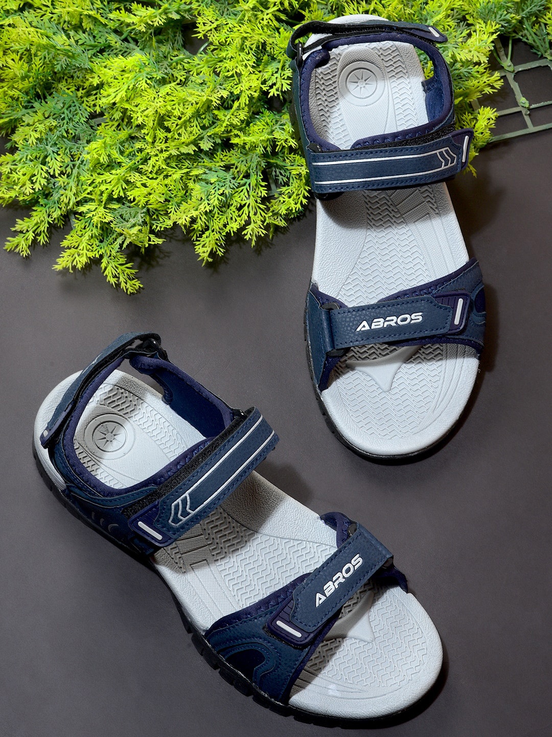 

ABROS Men Navy Blue Colourblocked Sports Sandals