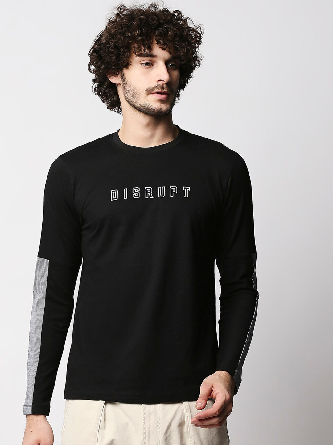 

Disrupt Men Black Typography Printed T-shirt