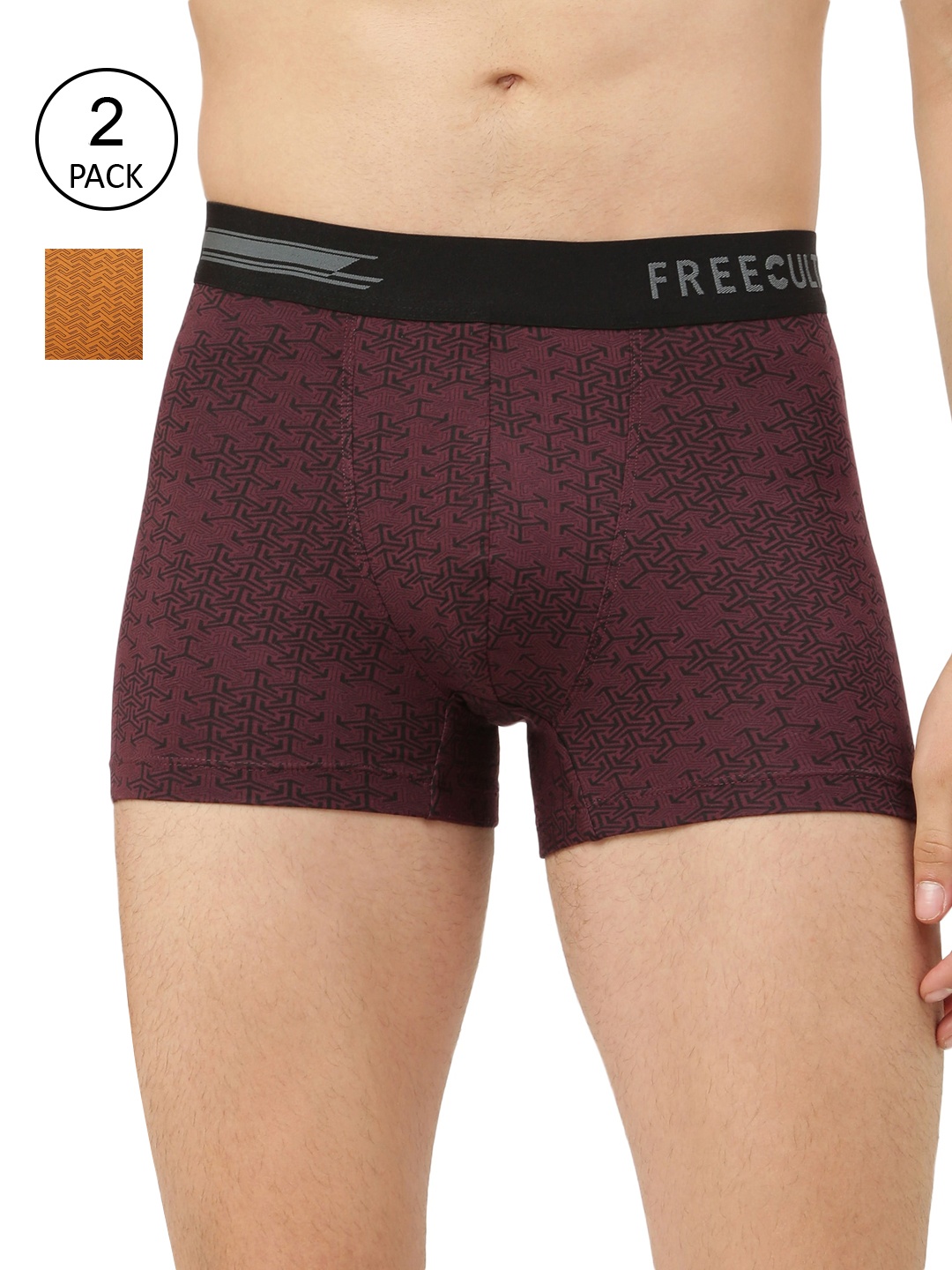 

FREECULTR Men Pack Of 2 Printed Trunks FC-PT-T-CWN-BBY-02, Maroon