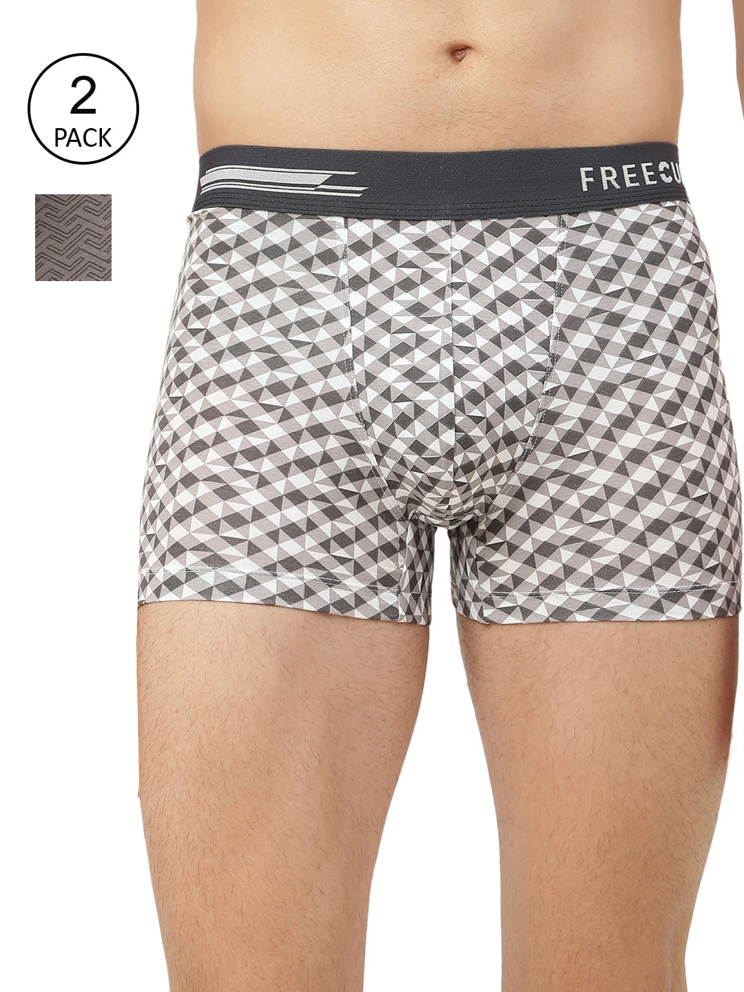 

FREECULTR Men Pack of 2 Printed Anti-Bacterial Trunks FC-PT-T-MWH-BSG-02, White