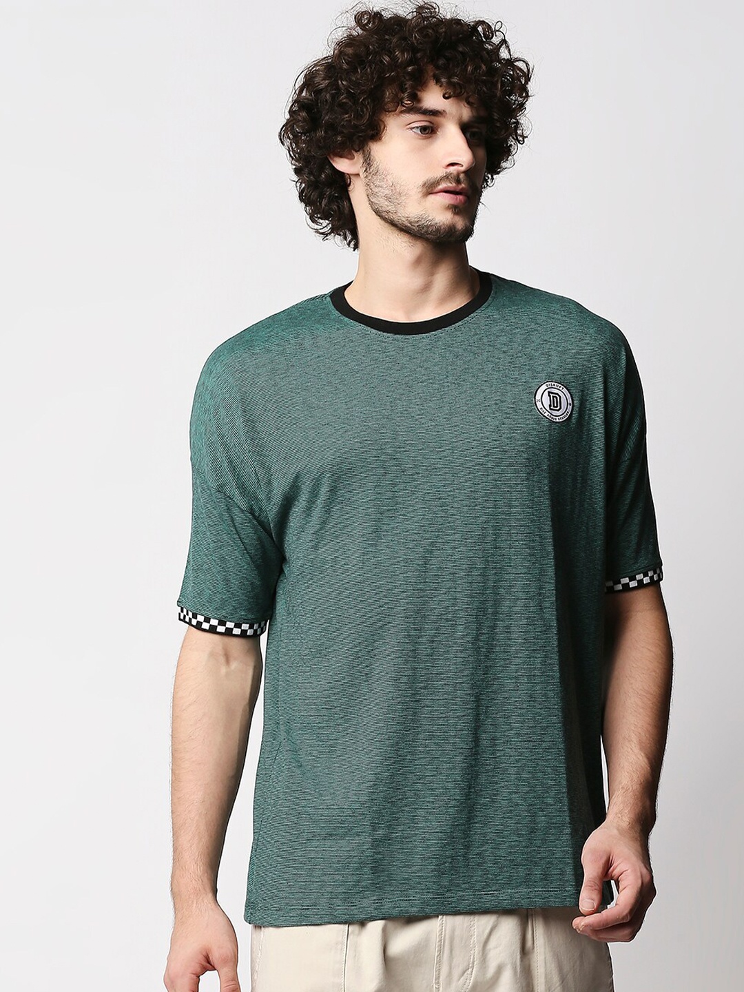 

Disrupt Men Green & stormy sea Applique Boxy T-shirt