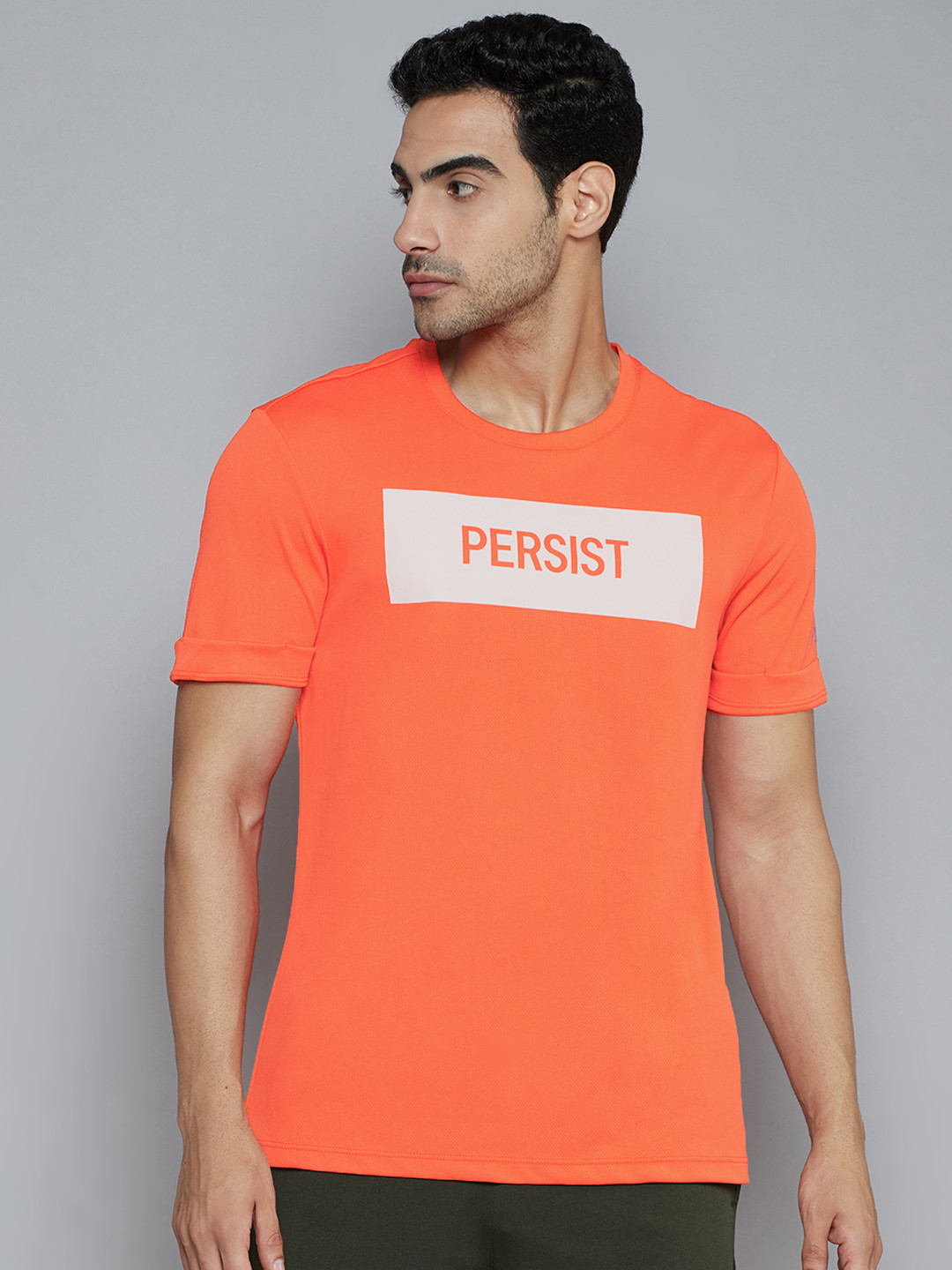 

Alcis Men Rust Orange Typography Printed Slim Fit T-shirt