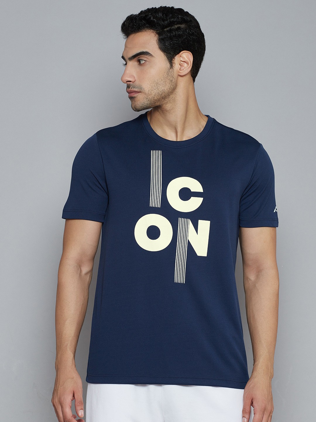 

Alcis Men Navy Blue Typography Printed Slim Fit T-shirt