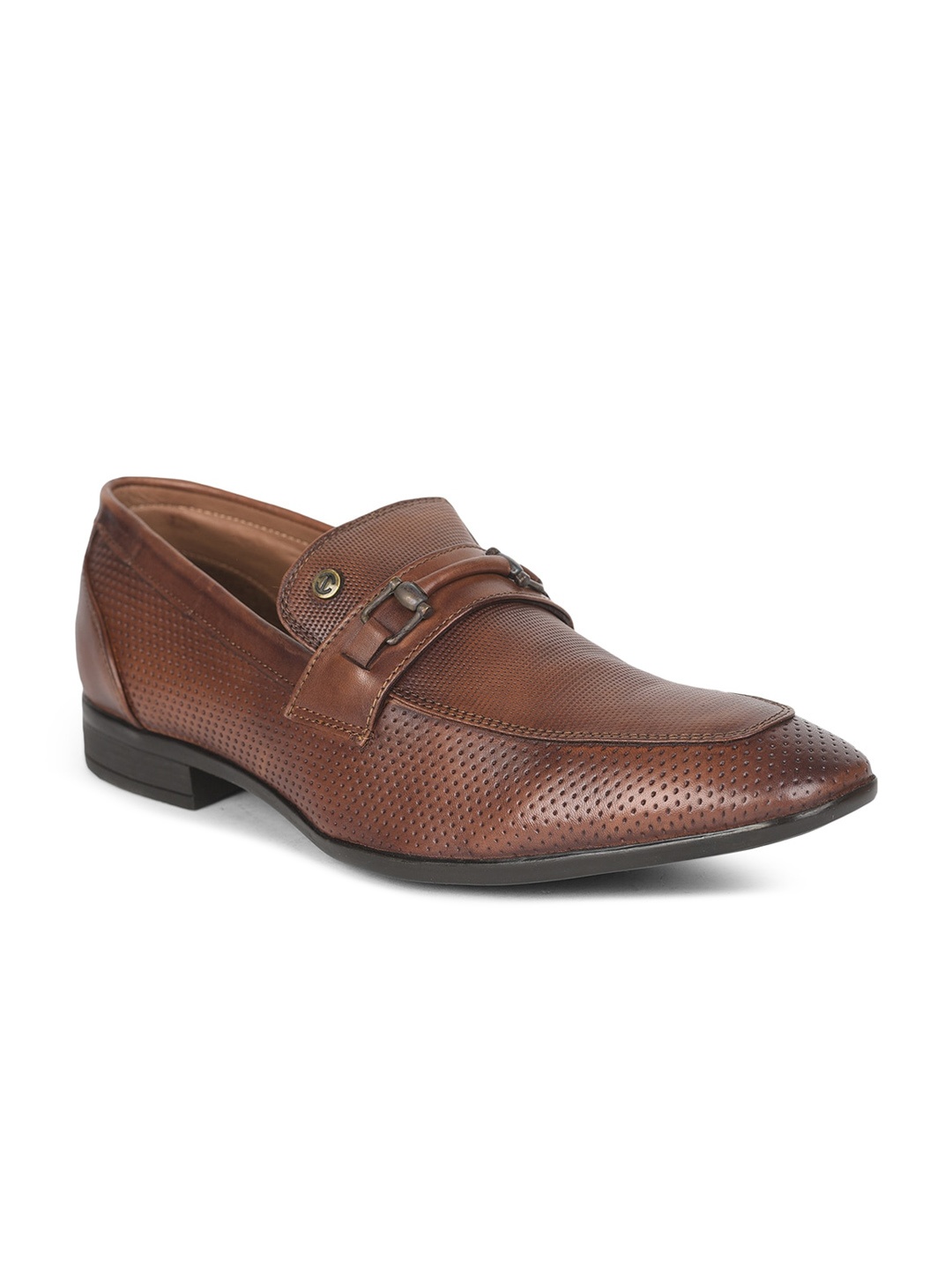 

Liberty Men Tan Brown Solid Leather Slip-On Formal Shoes