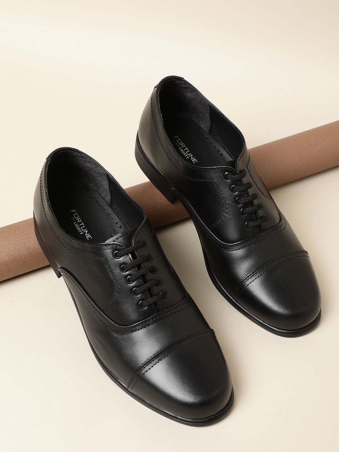 

Liberty Men Black Solid Leather Formal Oxfords