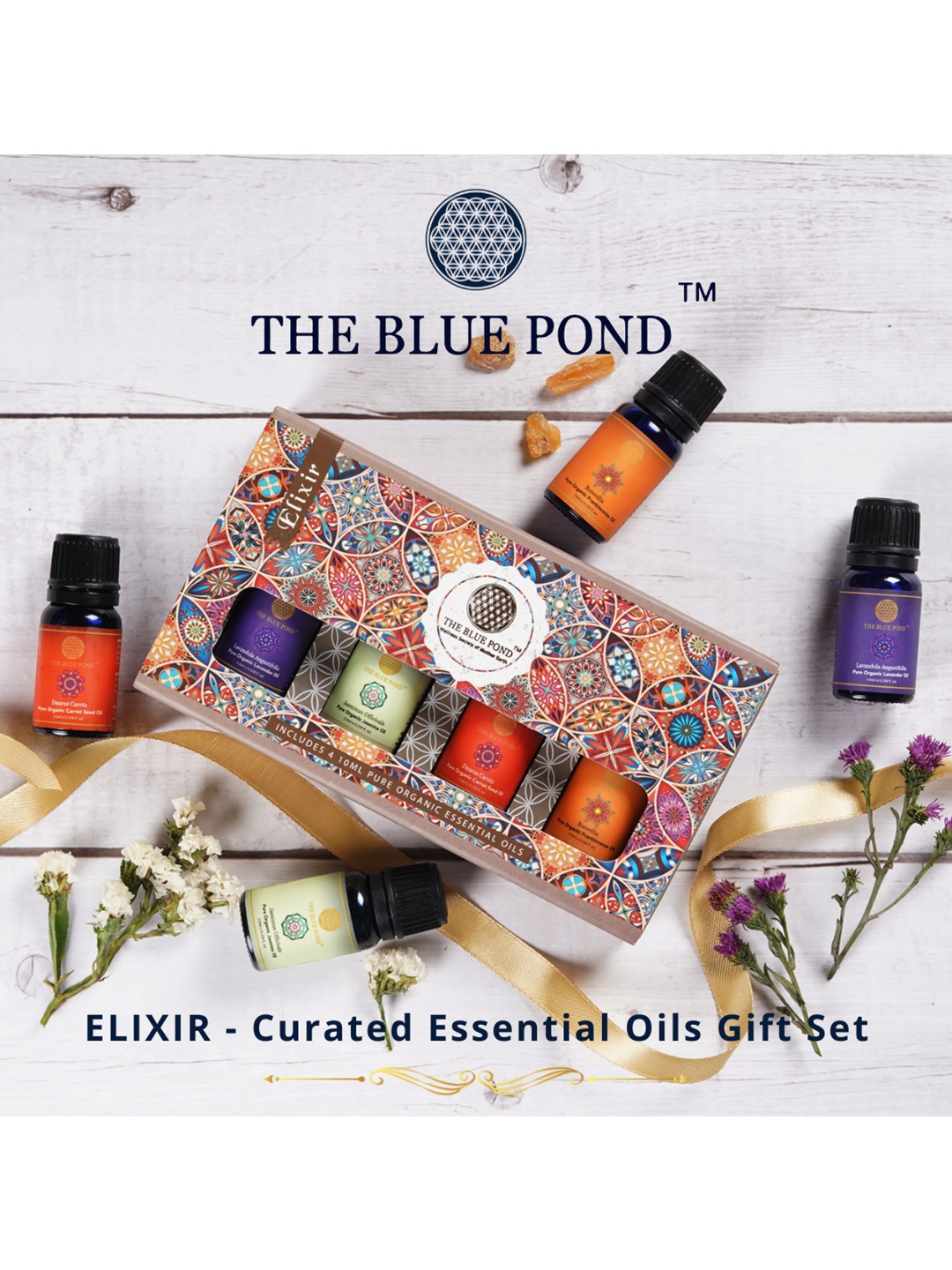 

The Blue Pond Elixir - Gift Set of 4 Curated Organic Essential Oils - 10 ml each, Orange