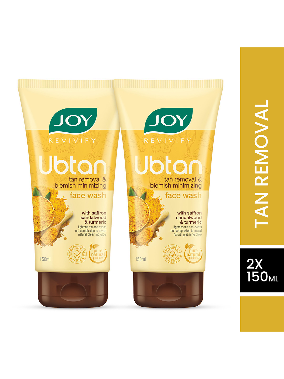 

JOY Set of 2 Tan Removal Ubtan Face Wash For Bright & Glowing Skin - 100ml Each, Yellow