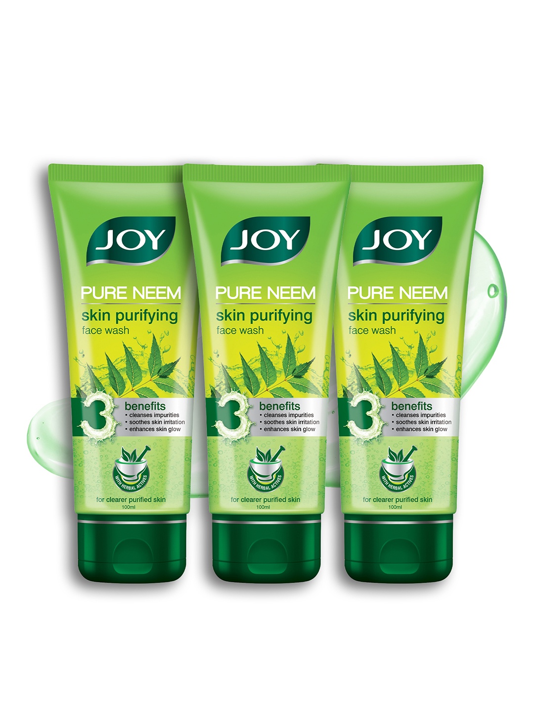 

JOY Set of 3 Pure Neem Skin Purifying Face Wash - 100 ml Each, Green