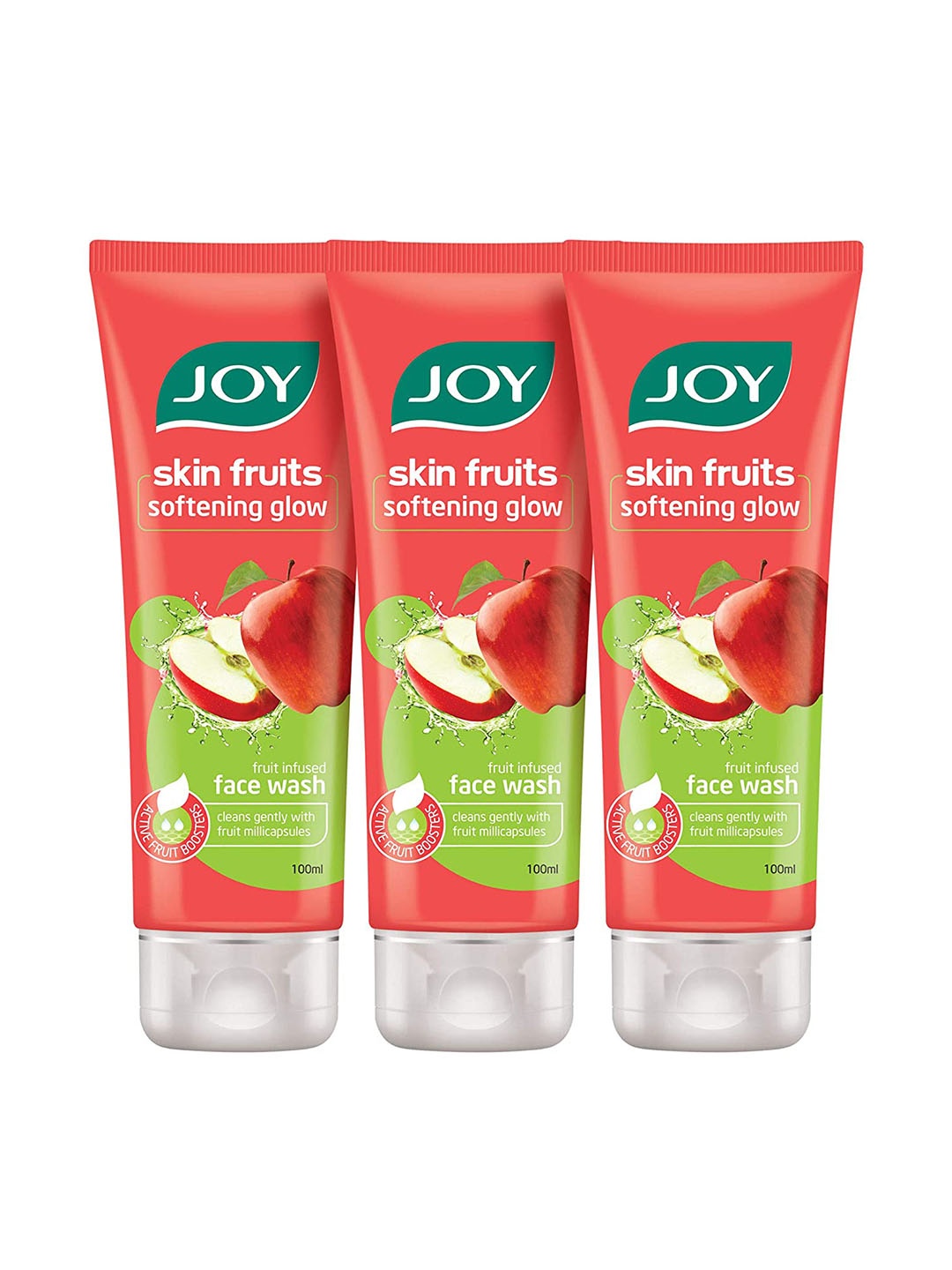 

JOY Pack Of 3 Skin Fruits Softening Glow Face Wash - 100 ml Each, Red