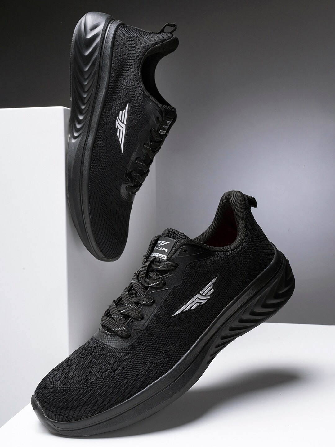 

Red Tape Men Black Textile Walking Shoes