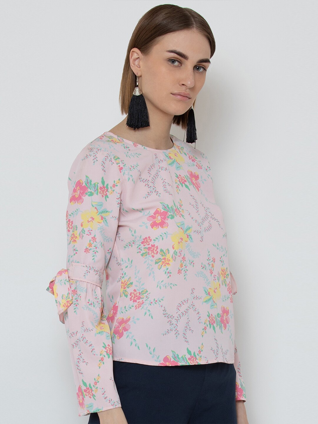 

DODO & MOA women's Pink Floral Print Crepe Top