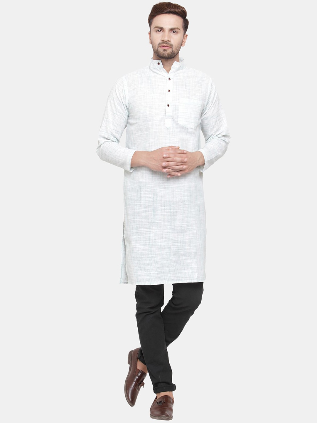 

Sayesha Men White Solid Cotton Kurta