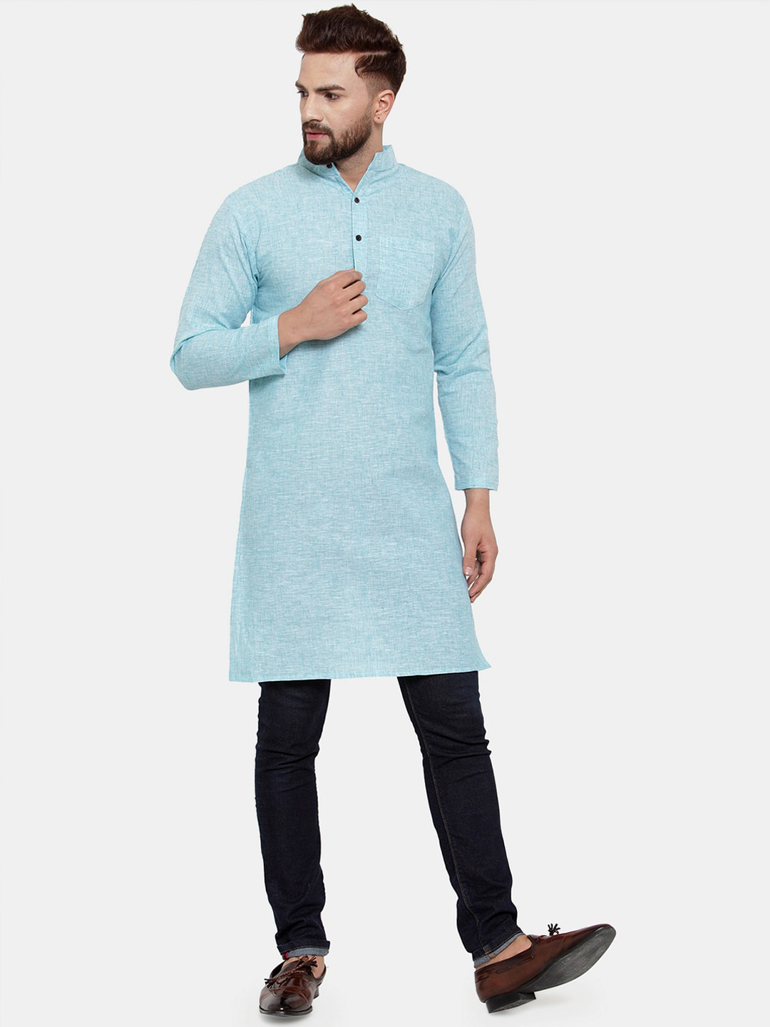 

Sayesha Men Blue Pure Cotton Kurta