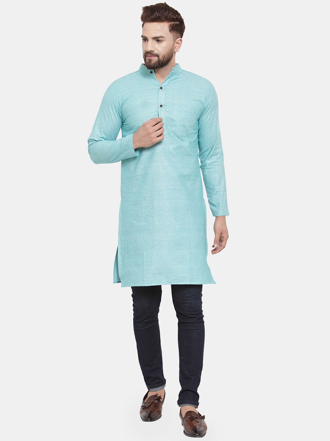 

Sayesha Men Blue Cotton Kurta