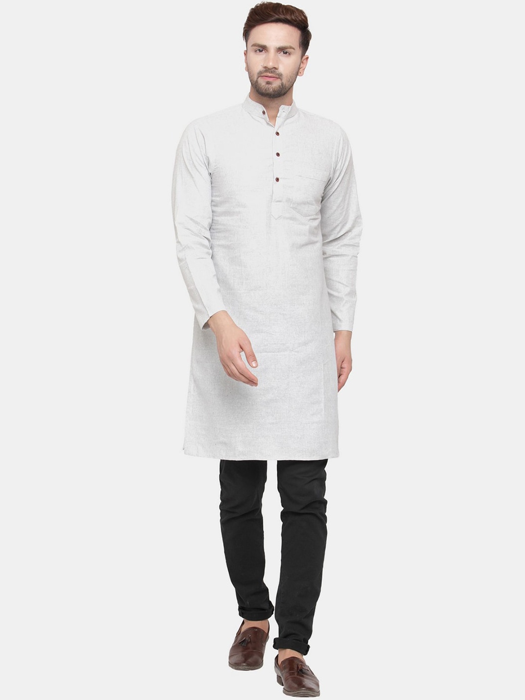 

Sayesha Men Grey Pure Cotton Kurta