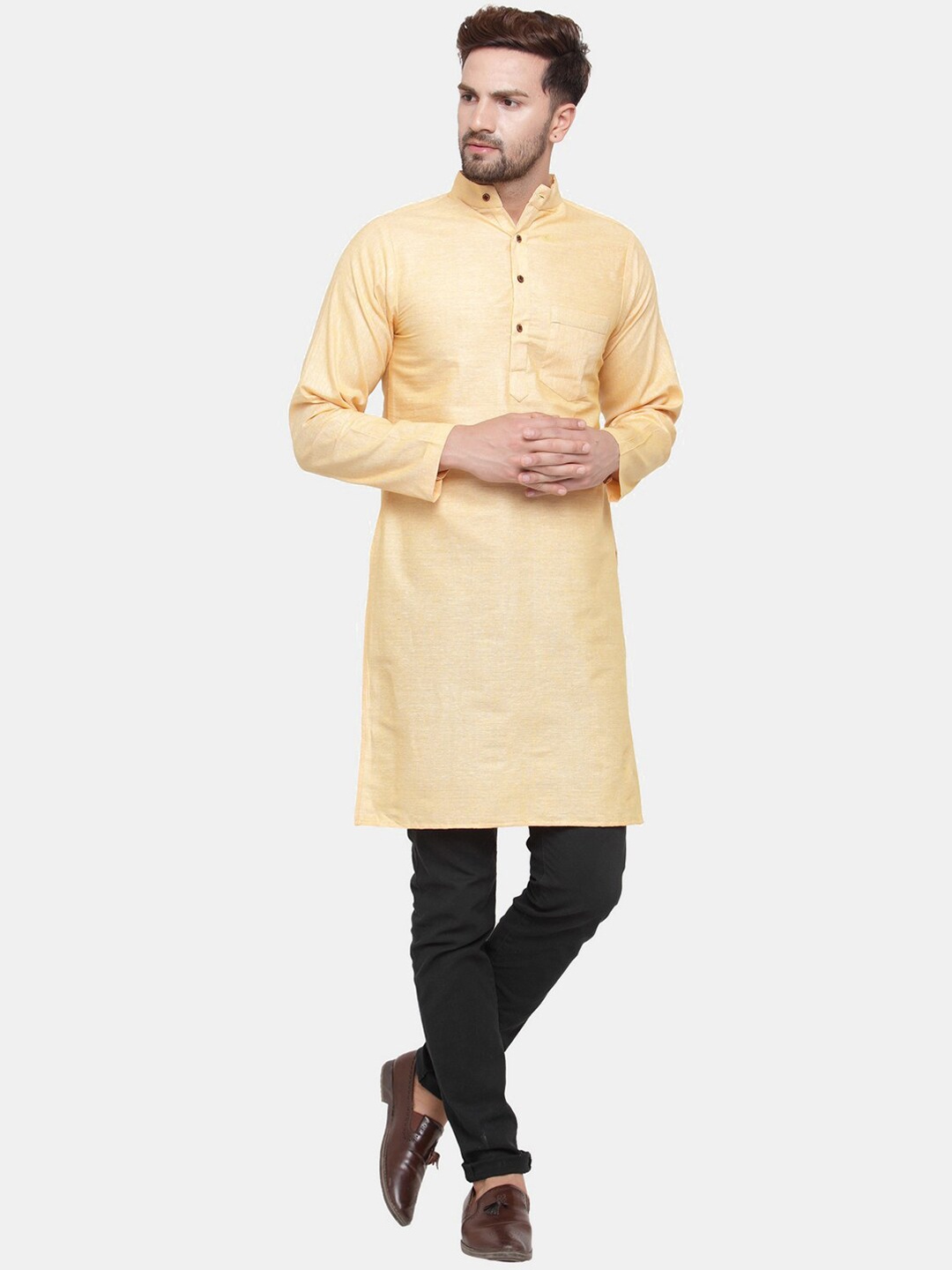 

Sayesha Men Yellow Solid Kurta
