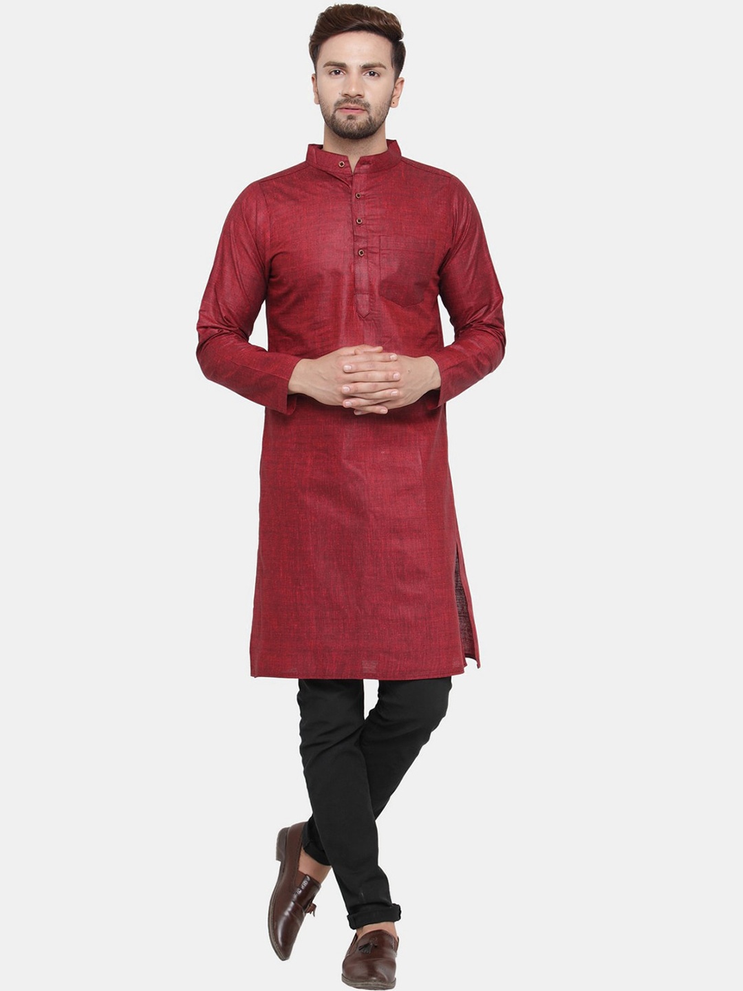 

Sayesha Men Red Solid Cotton Kurta