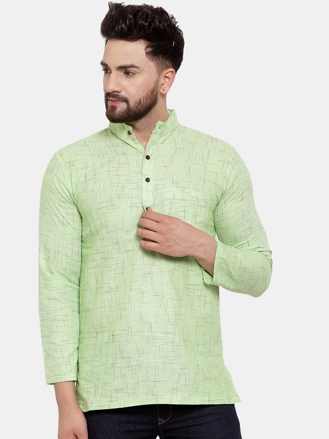 

Sayesha Men Green Printed Kurta