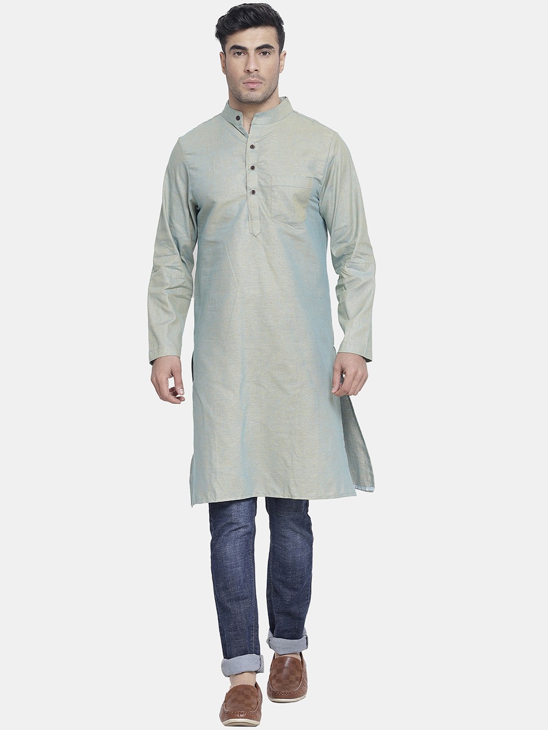 

Sayesha Men Grey Cotton Kurta
