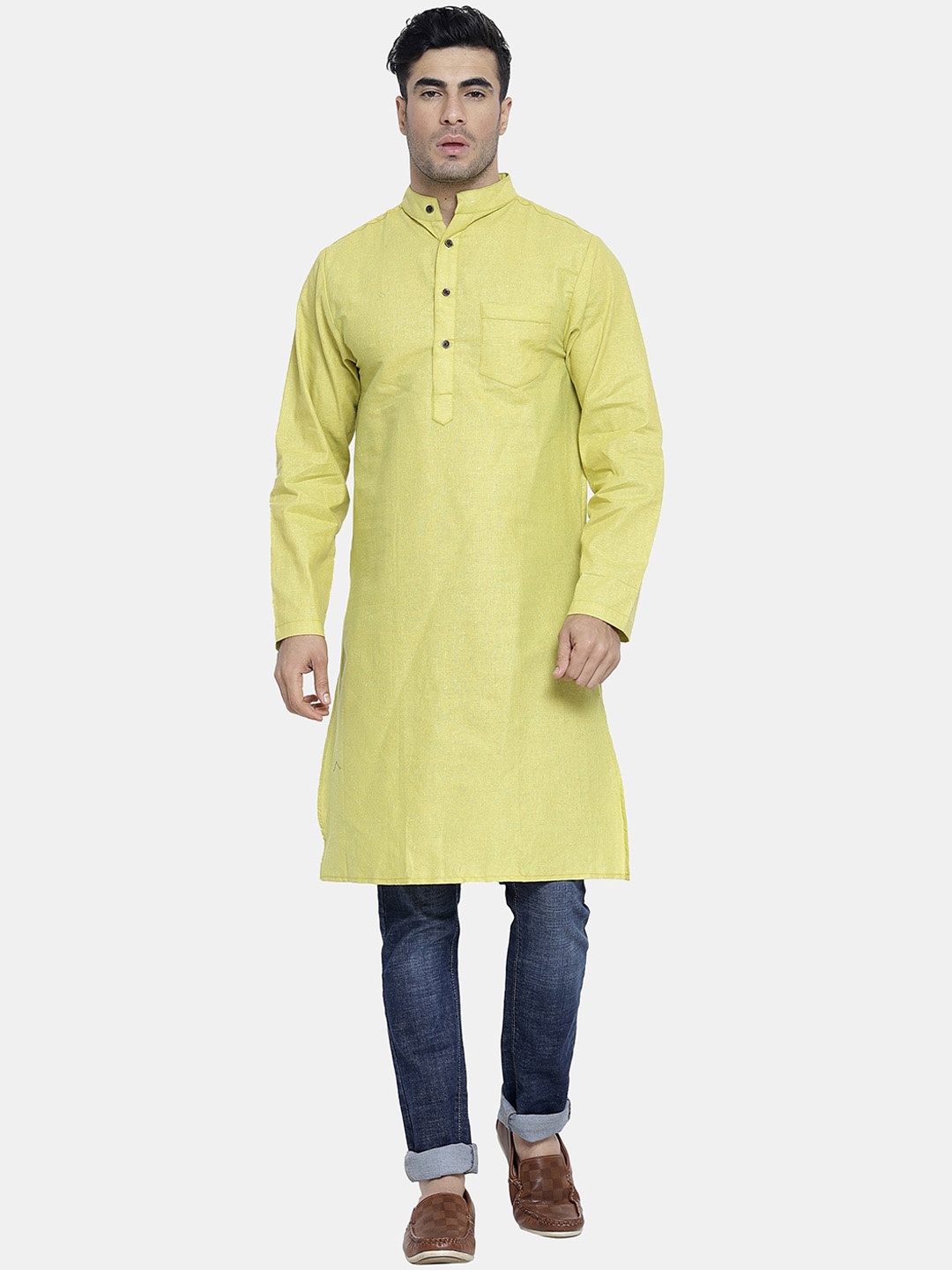 

Sayesha Men Green Solid Cotton Kurta