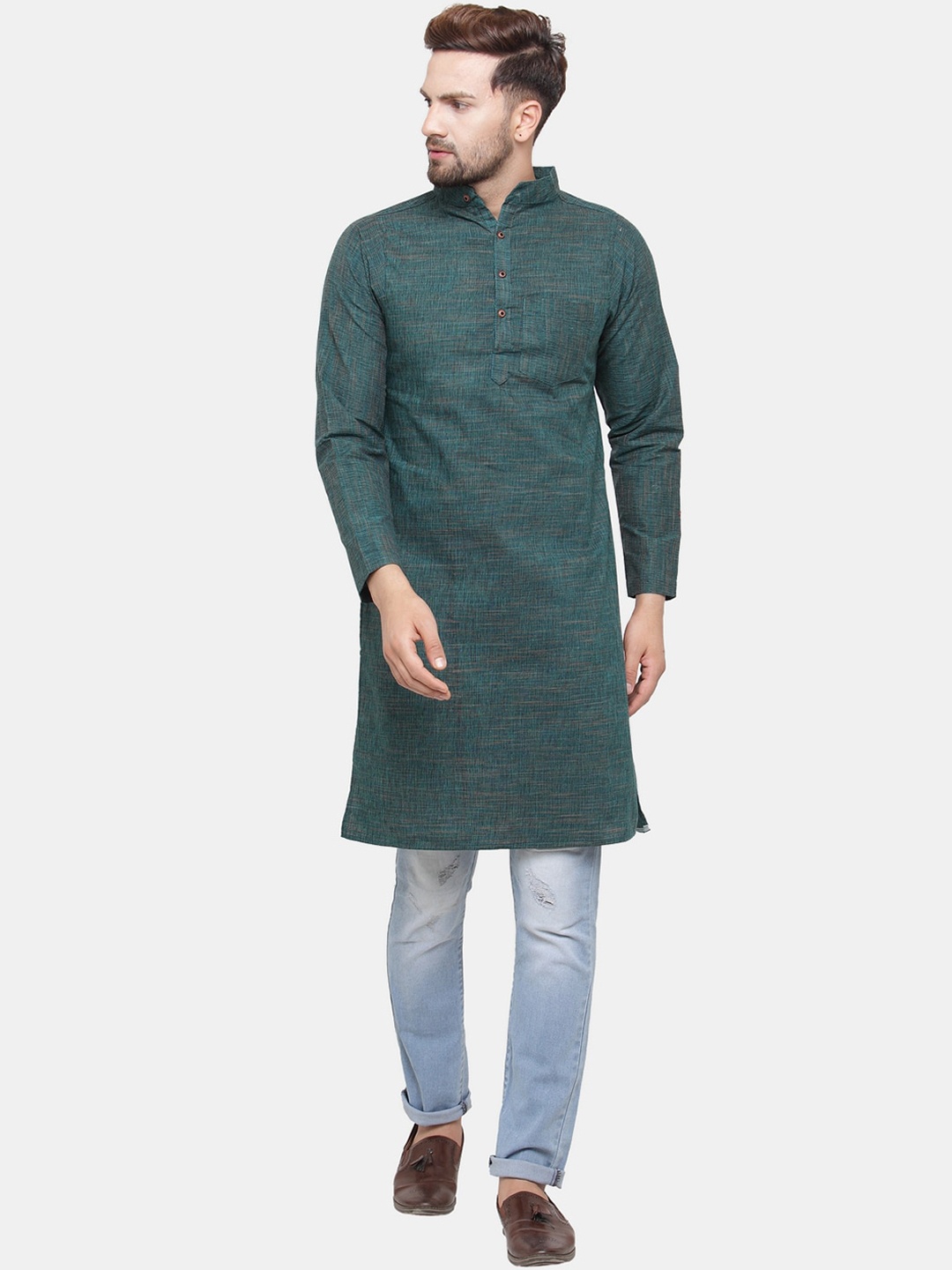 

Sayesha Men Green Solid Cotton Kurta