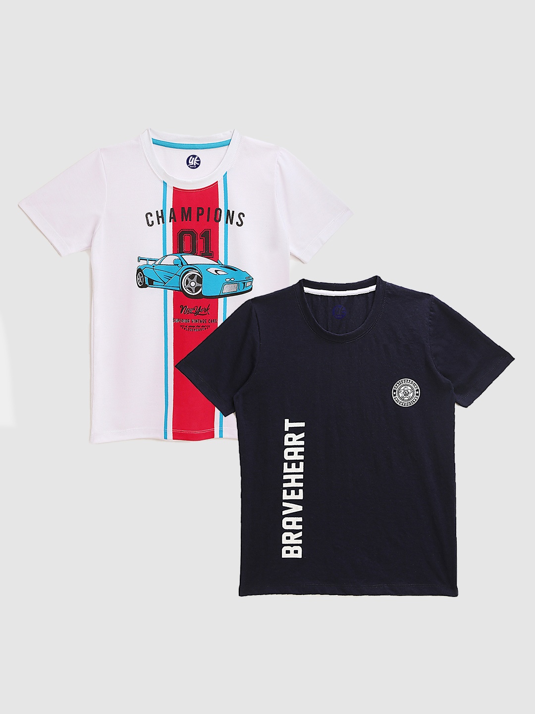 

YK Boys Multicoloured Typography Set Of 2 Cotton T-shirt, Multi