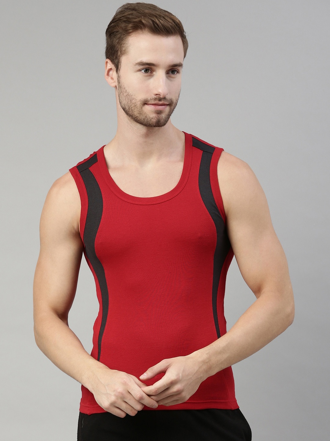 

DIXCY SCOTT Men Red Printed Pure Cotton Basic Innerwear Vests