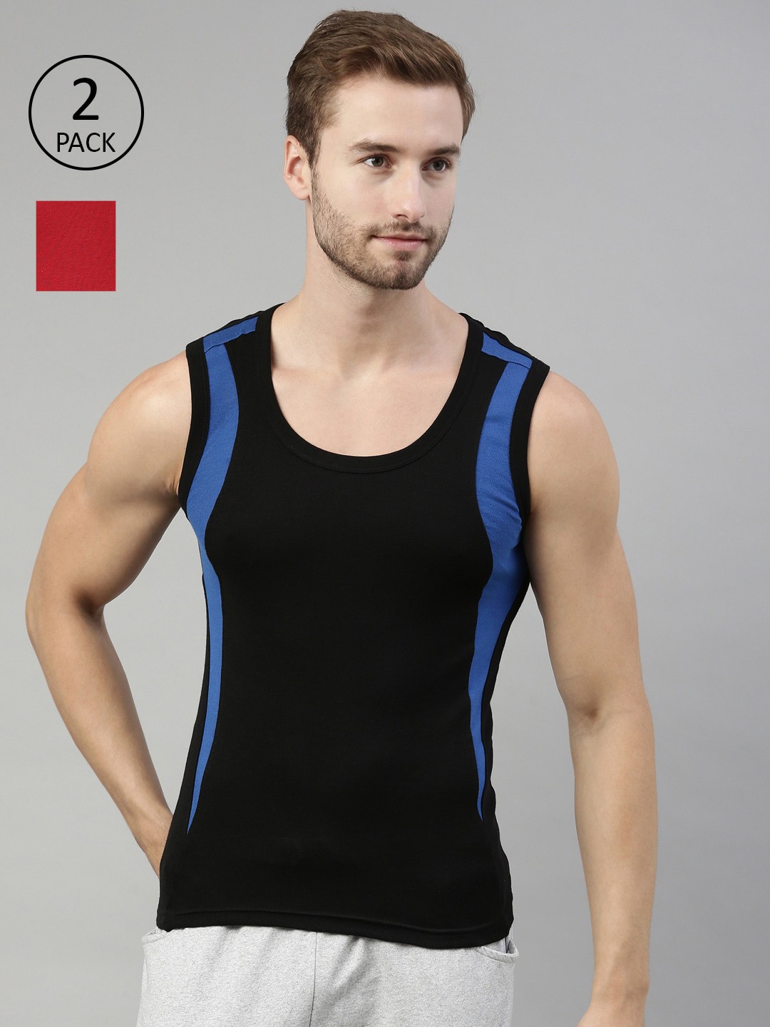 

DIXCY SCOTT Men Pack Of 2 Gym Vests, Black