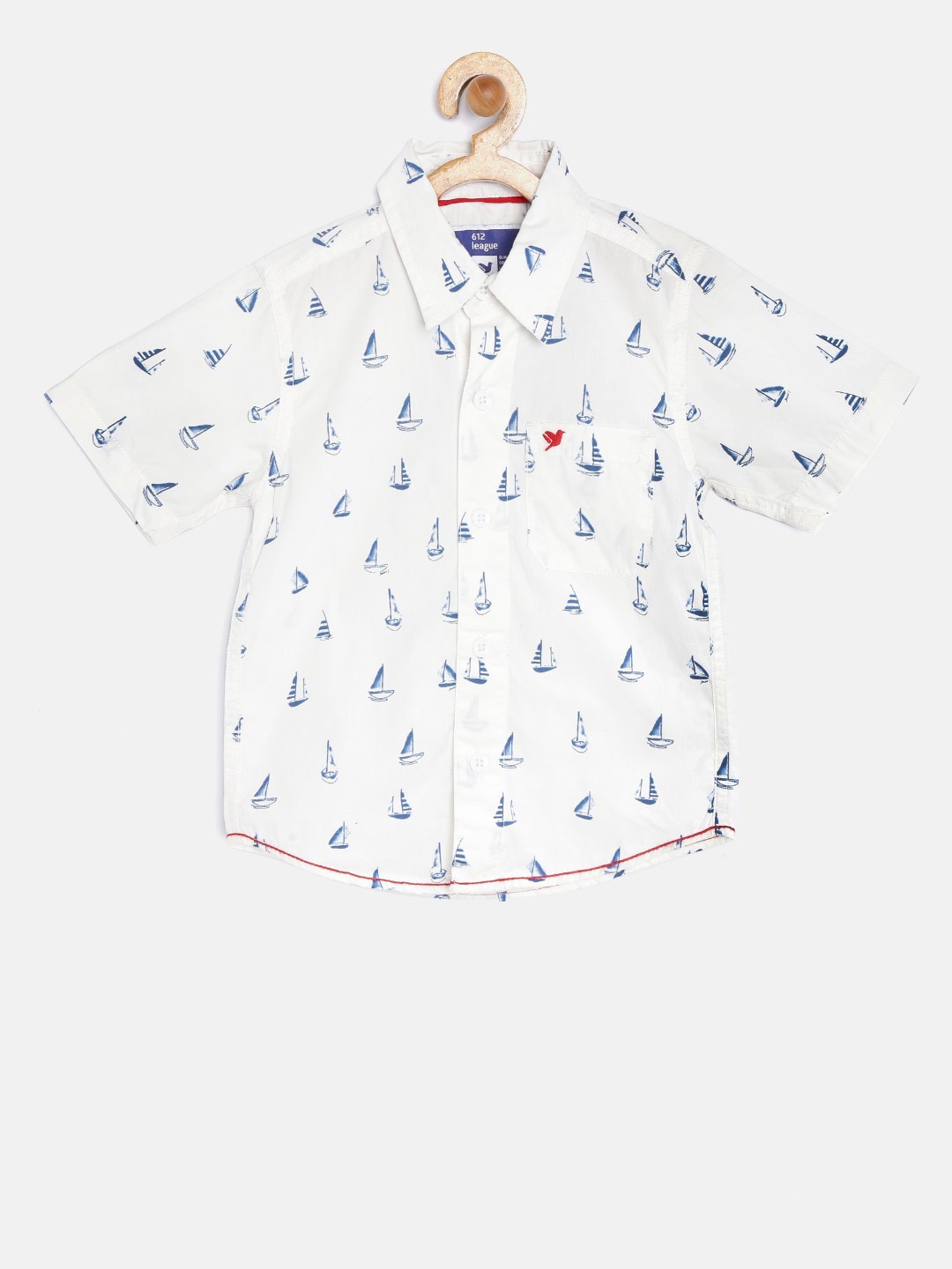 

612 League Boys Off-white Printed Casual Shirt