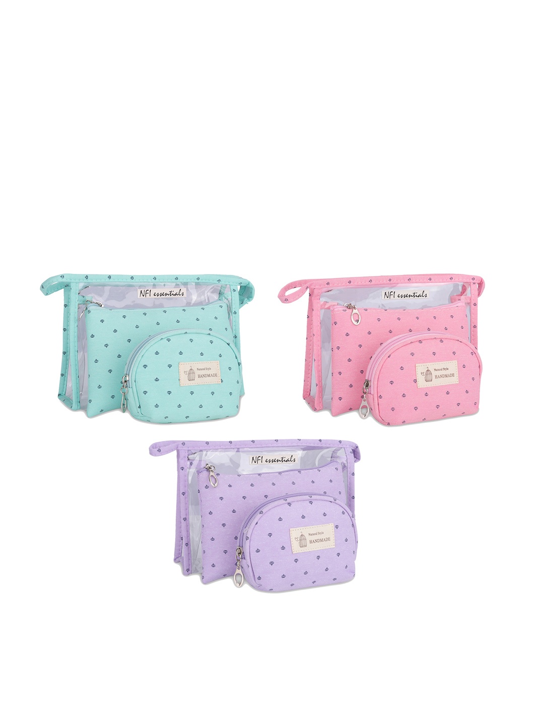 

NFI essentials Women Set of 3 Printed Cosmetic pouch, Pink