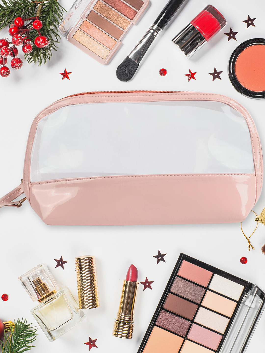 

NFI essentials Women Set Of 3 Solid Makeup Pouch, Red