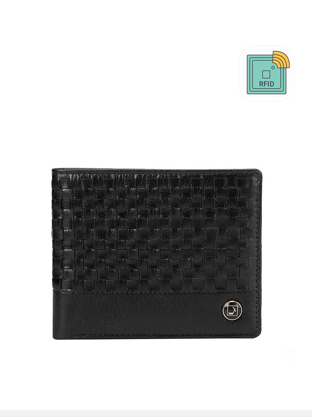 

Da Milano Men Black Textured Leather Two Fold Wallet