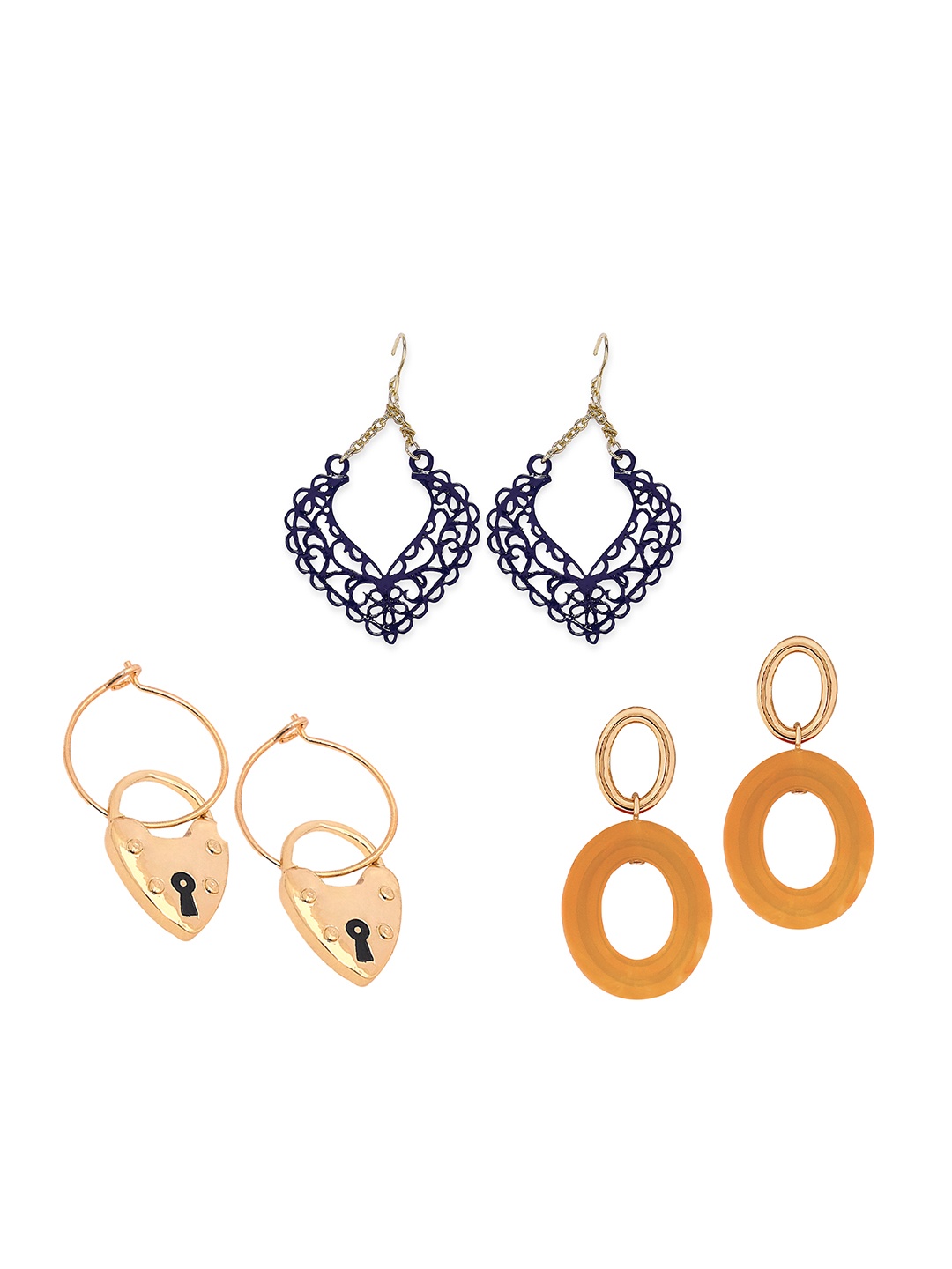 

Lilly & sparkle Orange & Gold-Toned Contemporary Drop Earrings