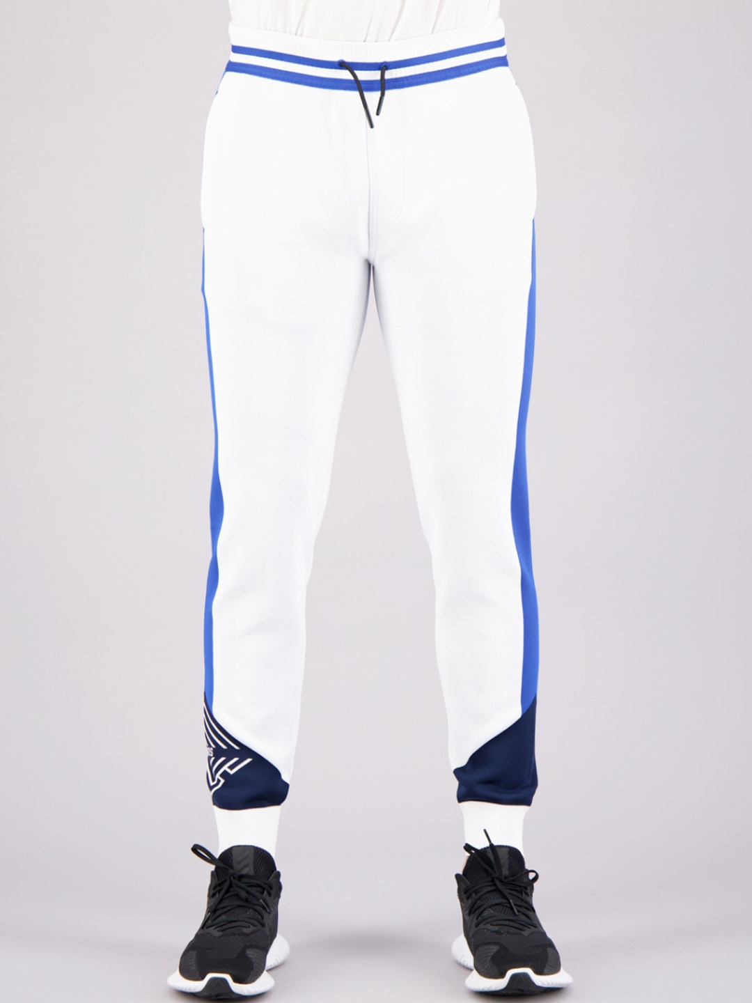 

FREESOUL Men White & Blue Colorblocked Joggers