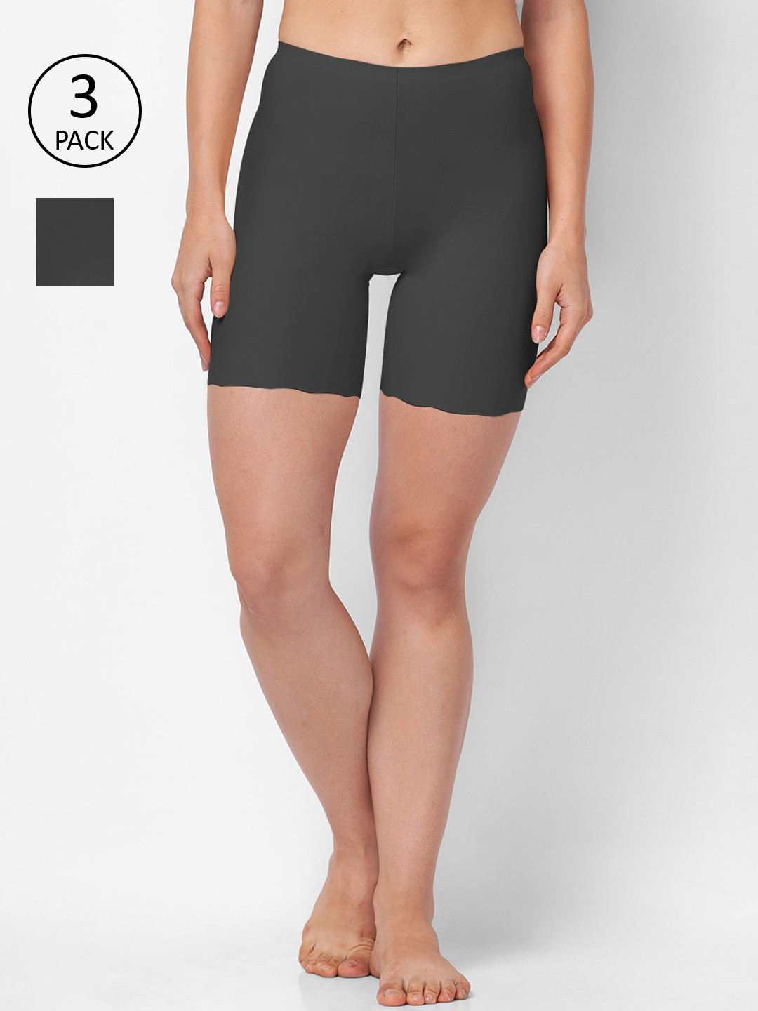 

FashionRack Pack Of 3 Black Solid Boyshort Briefs 6035_BBB