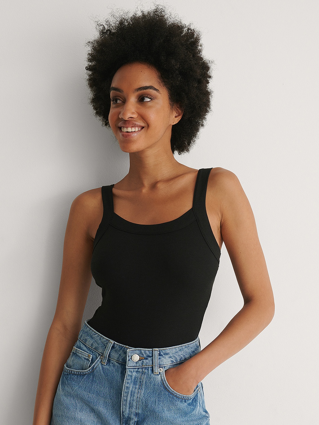 

NA-KD Women Black Ribbed Bodysuit