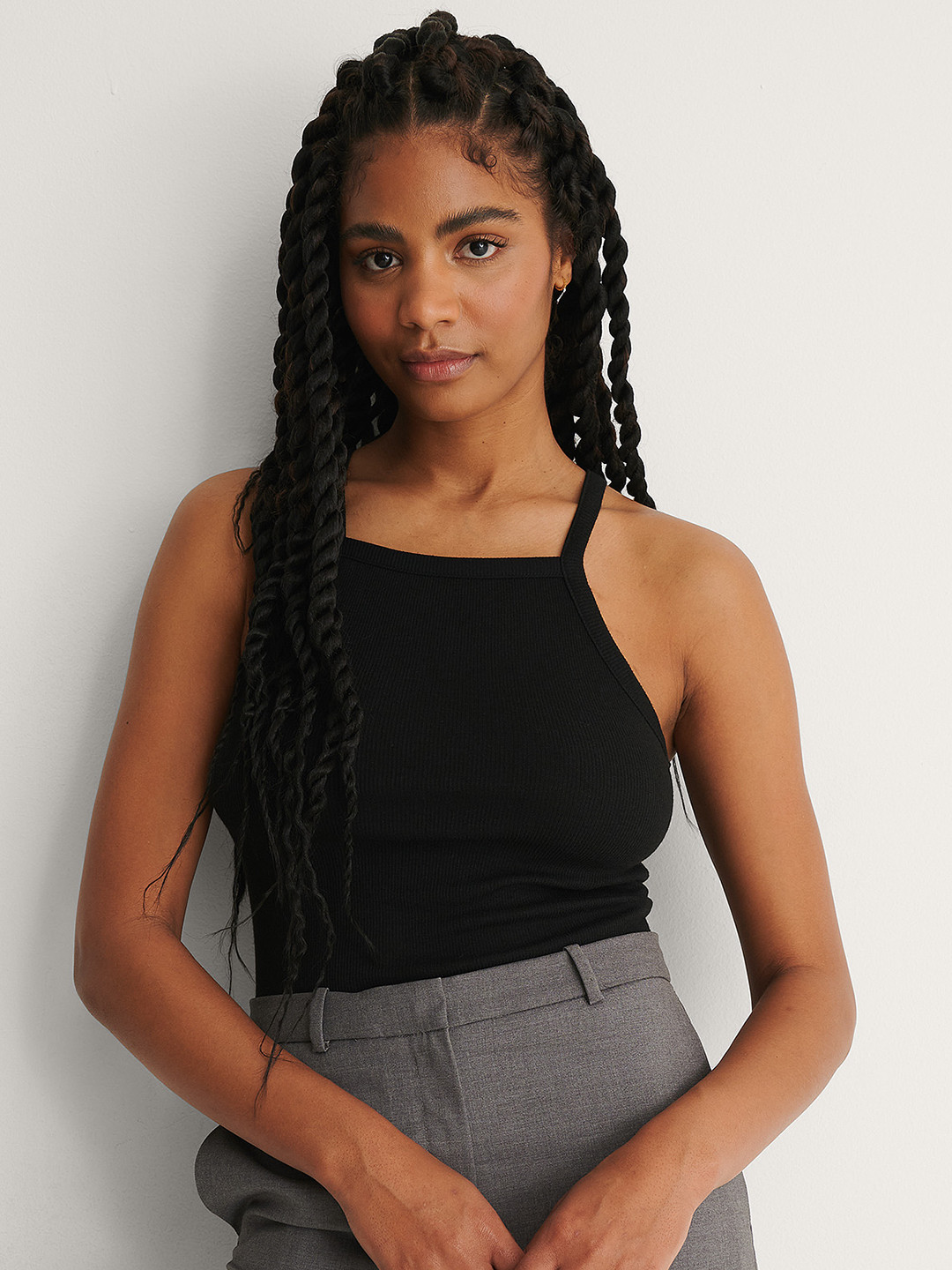 

NA-KD Women Black Ribbed Top