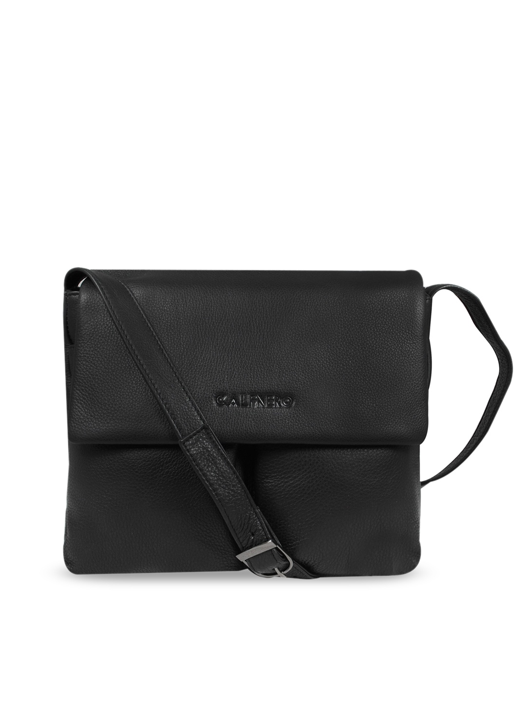 

CALFNERO Women Black Leather Structured Sling Bag