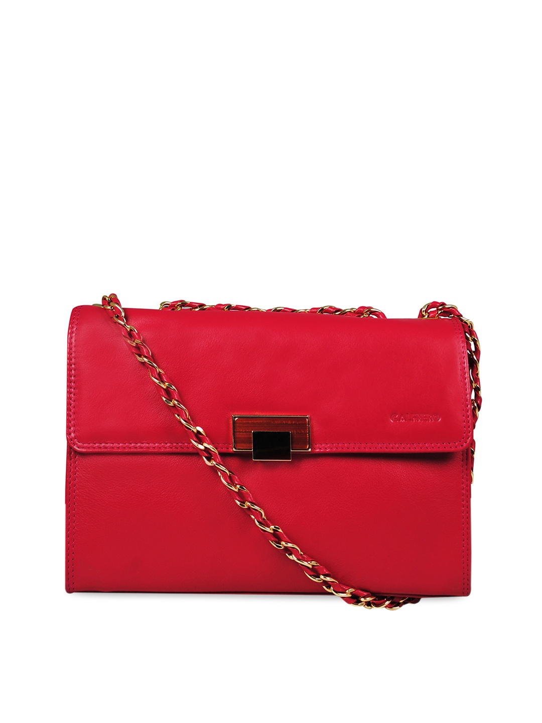 

CALFNERO Women Red Leather Structured Sling Bag