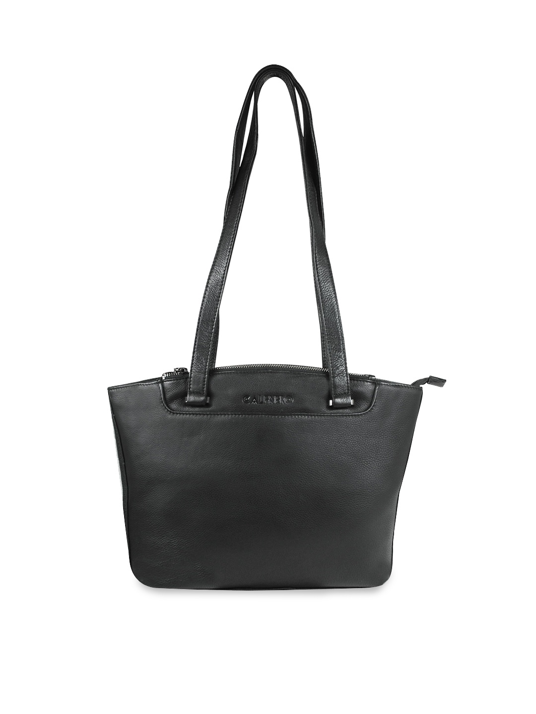 

CALFNERO Black Leather Structured Shoulder Bag