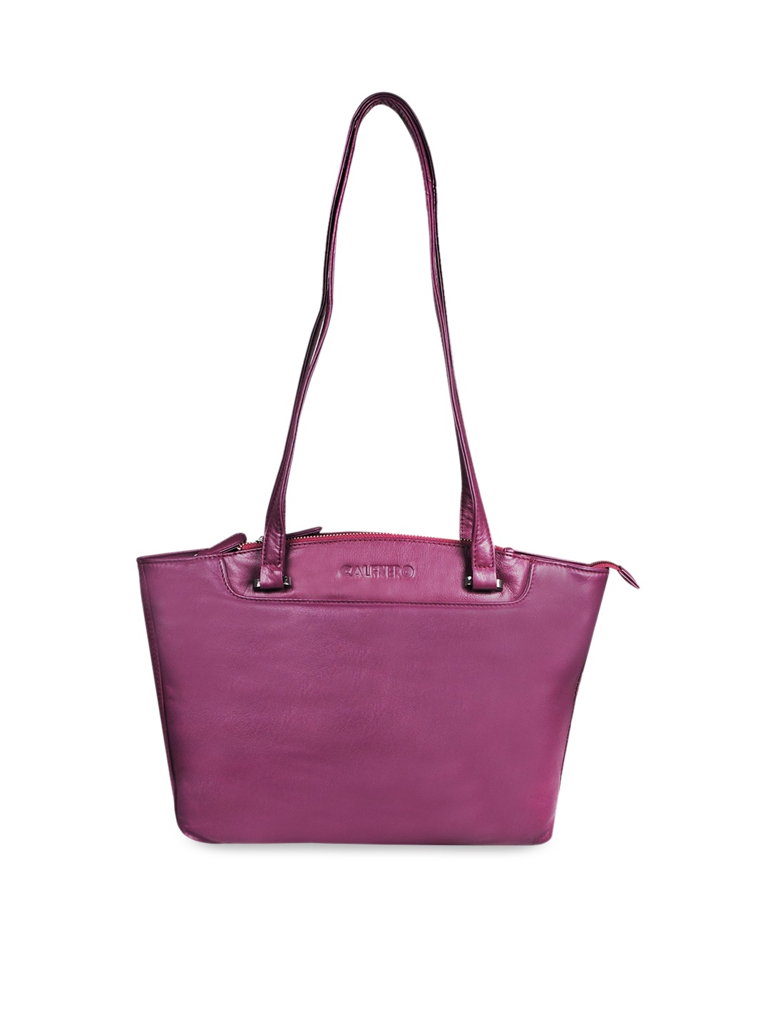 

CALFNERO Purple Solid Leather Structured Shoulder Bag