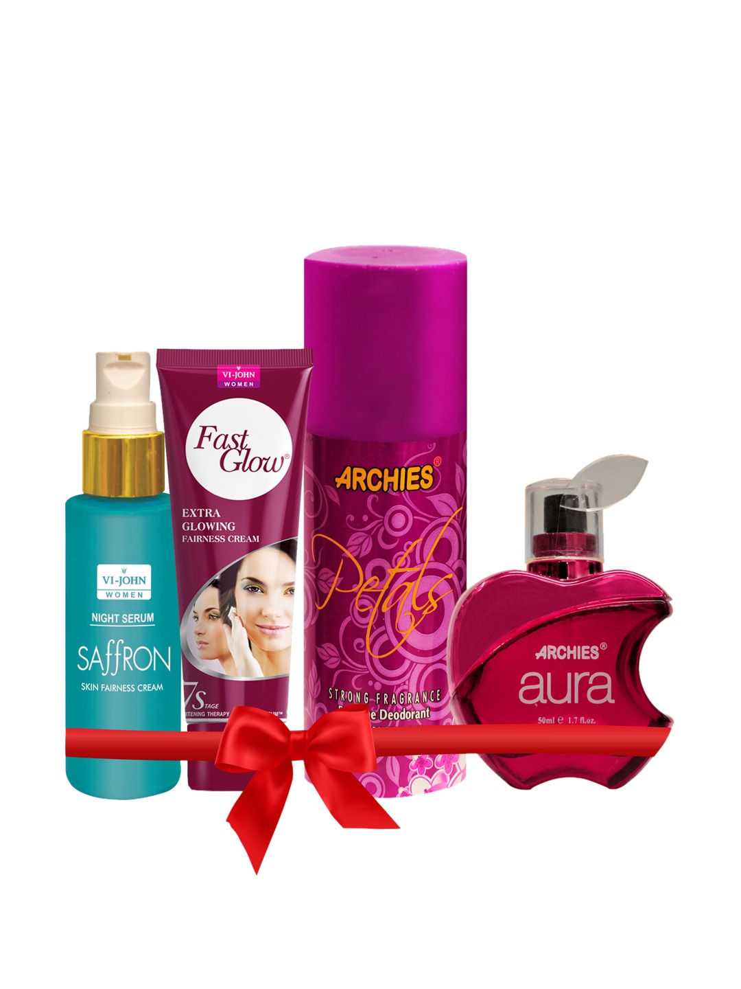 

VI-JOHN Beauty Kit - Fast Glow Cream, Face Serum, Aura Perfume & Deo Petals, Blue