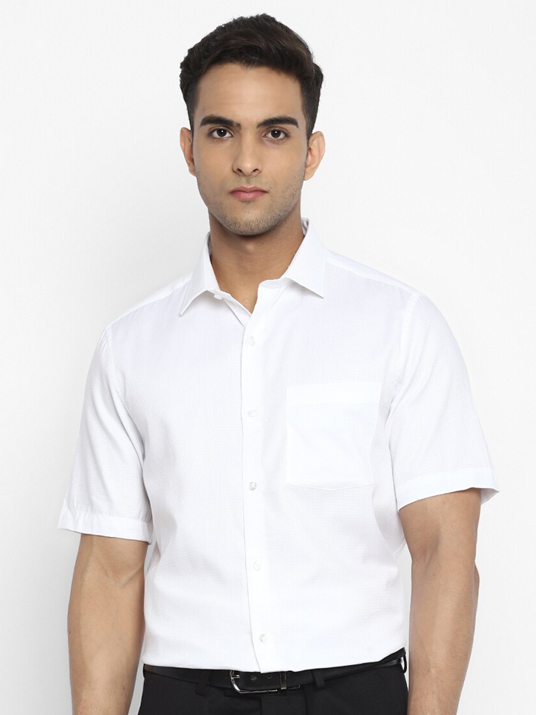 

Turtle Men White Self Design Casual Shirt