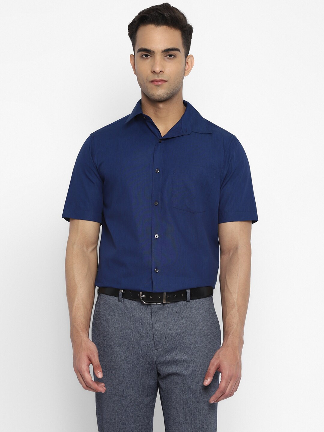 

Turtle Men Navy Blue Cotton Casual Shirt