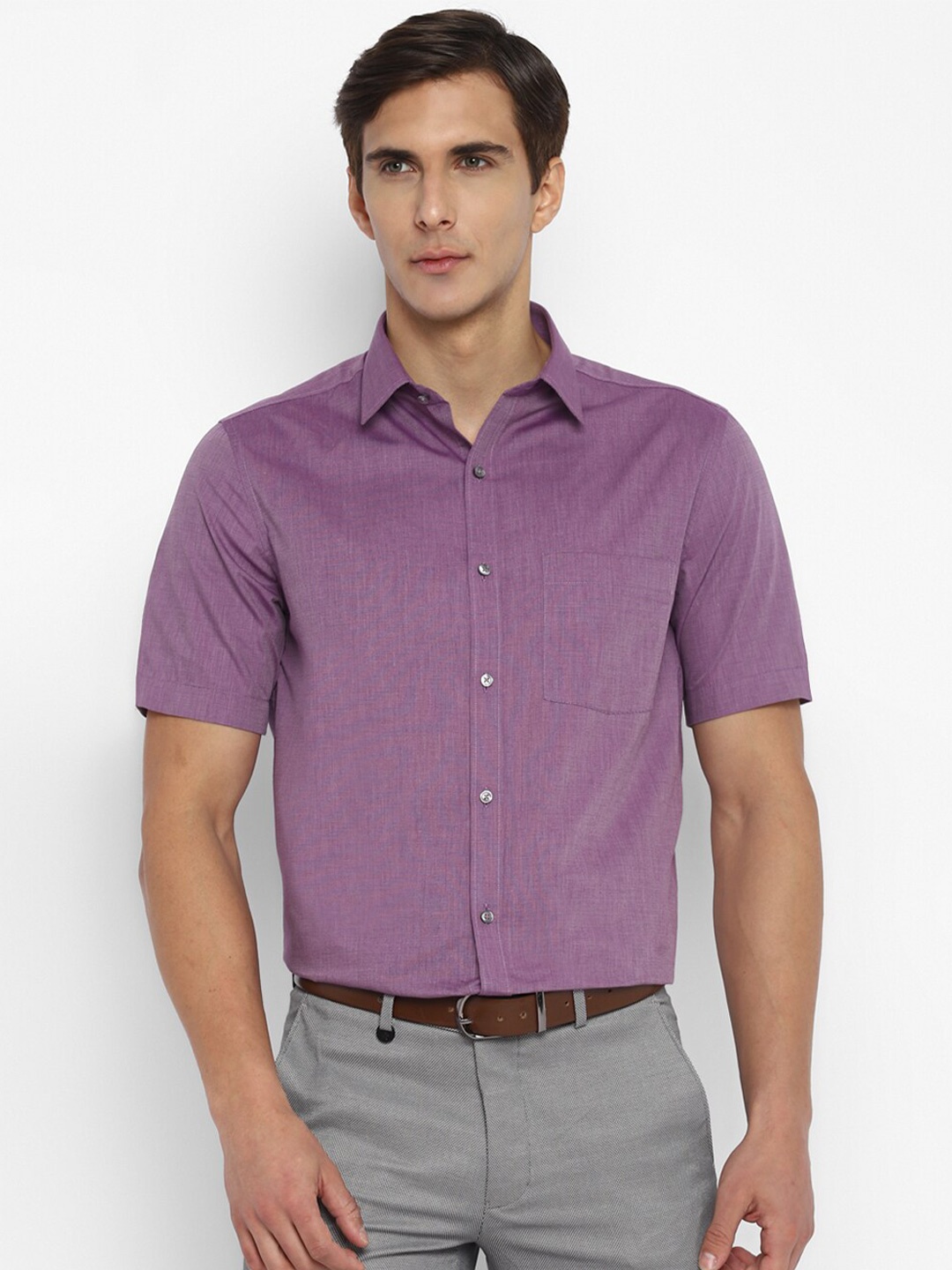

Turtle Men Purple Cotton Casual Shirt