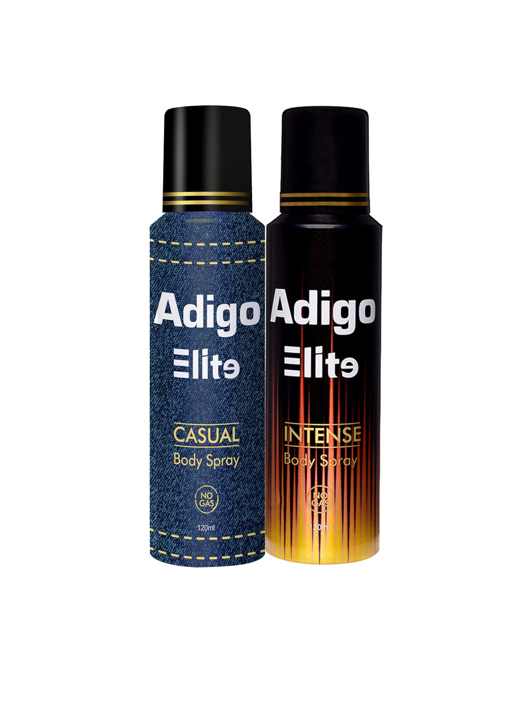 

Adigo Men Set of 2 Elite Body Sprays - Intense & Casual - 120ml each, Black
