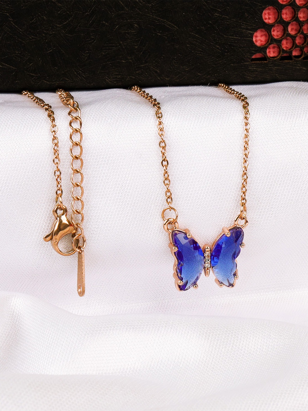 

Fashion Frill Blue & Gold-Toned Rose Gold-Plated Necklace
