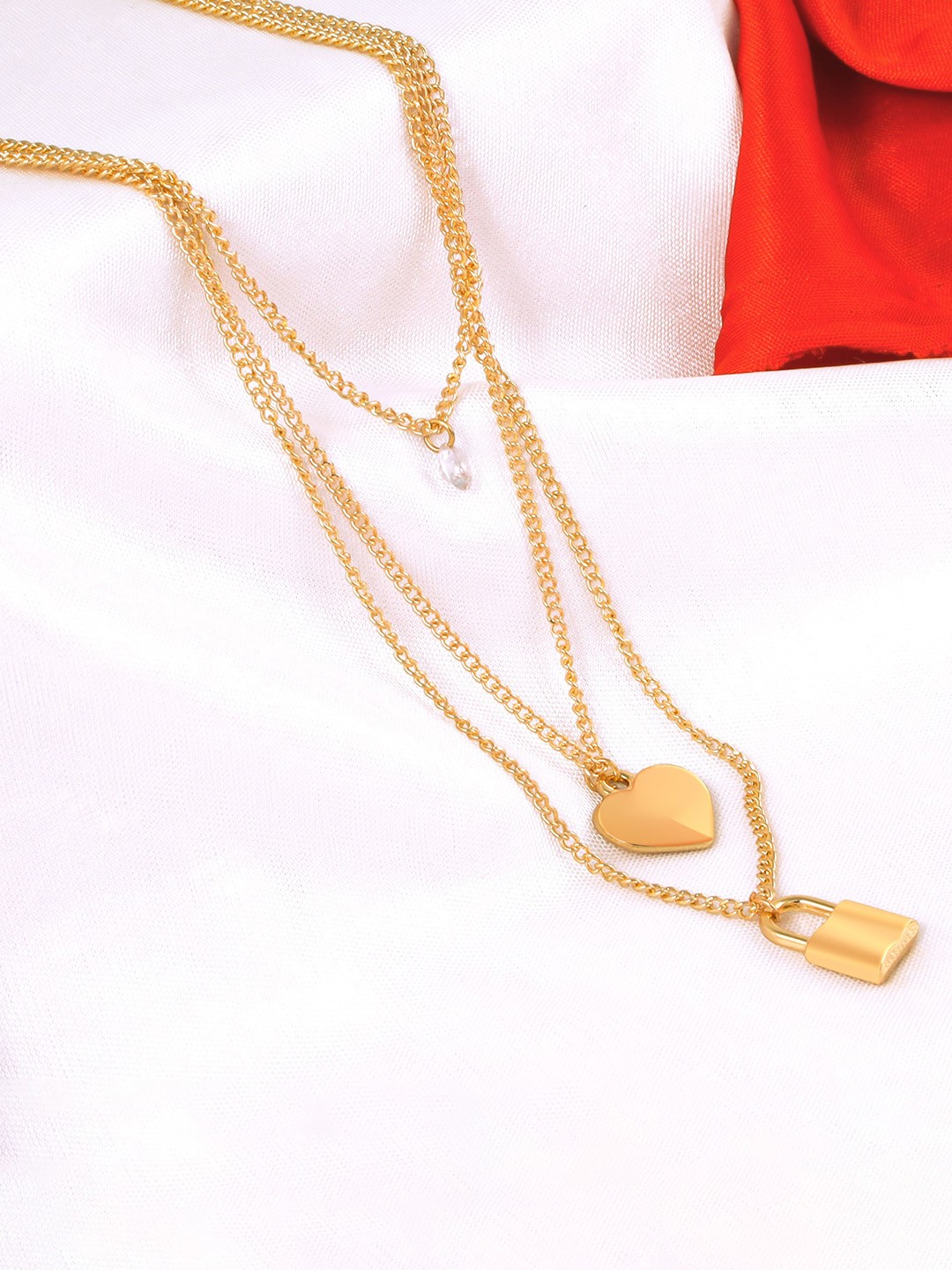 

Fashion Frill Women Gold-Plated & White Layered Necklace