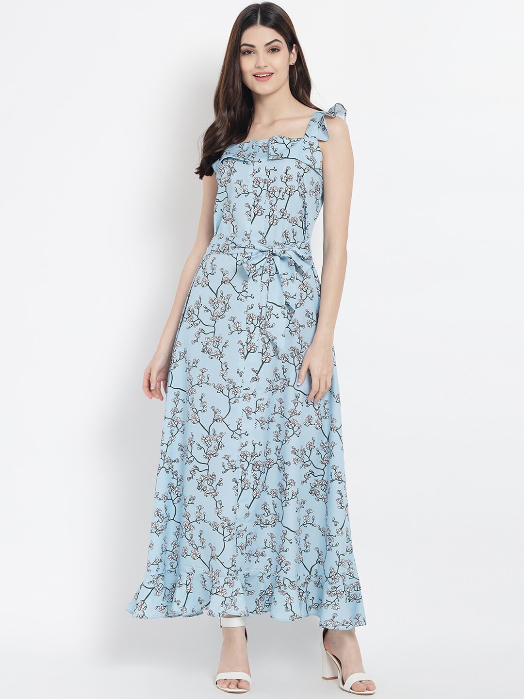 

Kannan Women Blue blue Floral Printed Crepe Maxi Dress
