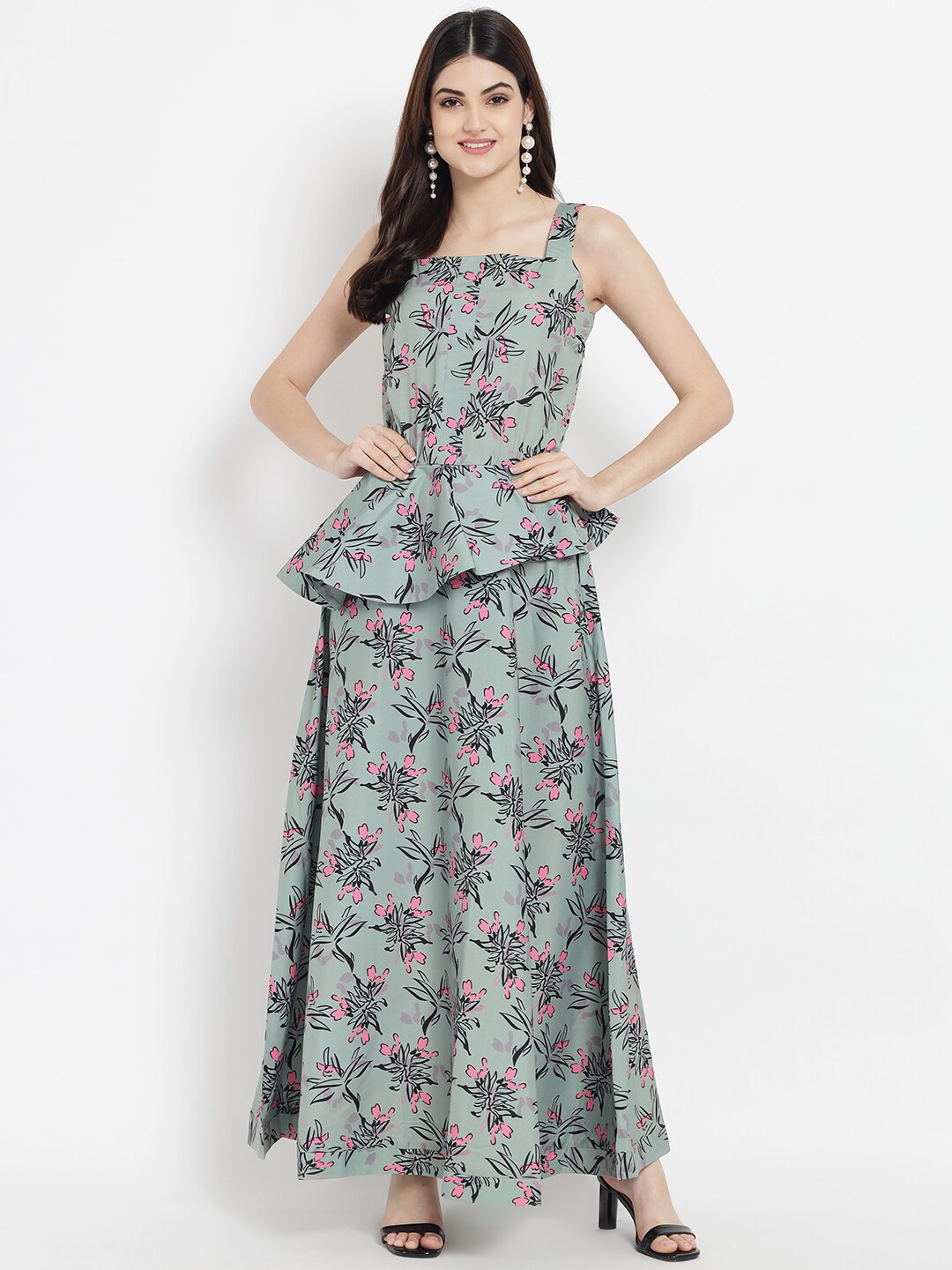 

Kannan Women Green Floral Crepe Maxi Dress